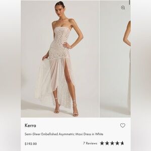Oh Polly Kerra Semi-Sheer Embellished Asymmetric Maxi Dress in White NWT